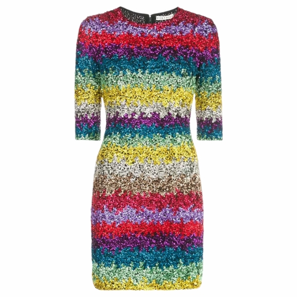 ALICE + OLIVIA Inka Rainbow Sequin Dress - Picture 2 of 7